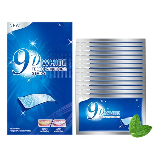 Image of Teeth-Whitening Strips - 9D Teeth Whitening Kit Professional Effects, Whitening Strips for Teeth Sensitive with Enamel Safe, 28 White Strips (14 Day) Remove Stain for a Brighter Smile, Mint