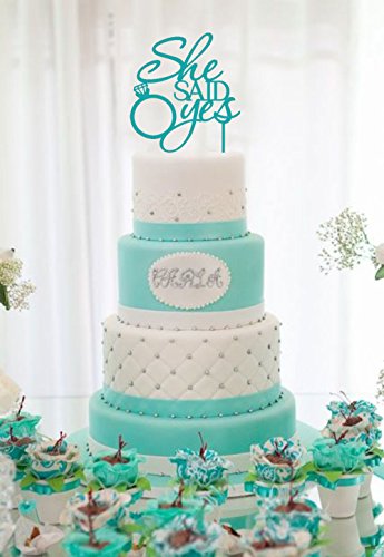 [USA-SALES] She Said Yes Cake Topper, Teal, Bridal Shower, Engagement Pa
