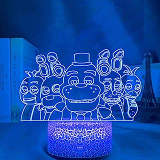 3D Night Light FNAF Action Figure Table Desk Lamp, 7 Colors Optical Illusion Touch Control Lights with Acrylic Flat & ABS Base & USB Cable for Christmas Gift