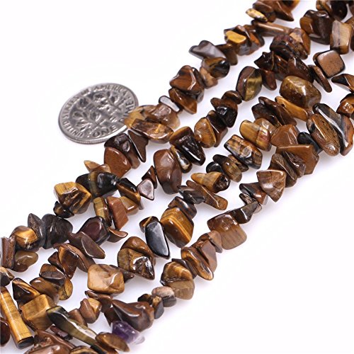 Image of 5-8mm Yellow Tiger Eye Chips Natural Chip Stone Beads for Jewelry Making | Semi Precious, Loose Gemstone, Healing Crystal, Rocks, 230Pcs Strand, Drilled, DIY Bracelets Necklaces Earrings Crafts Supply