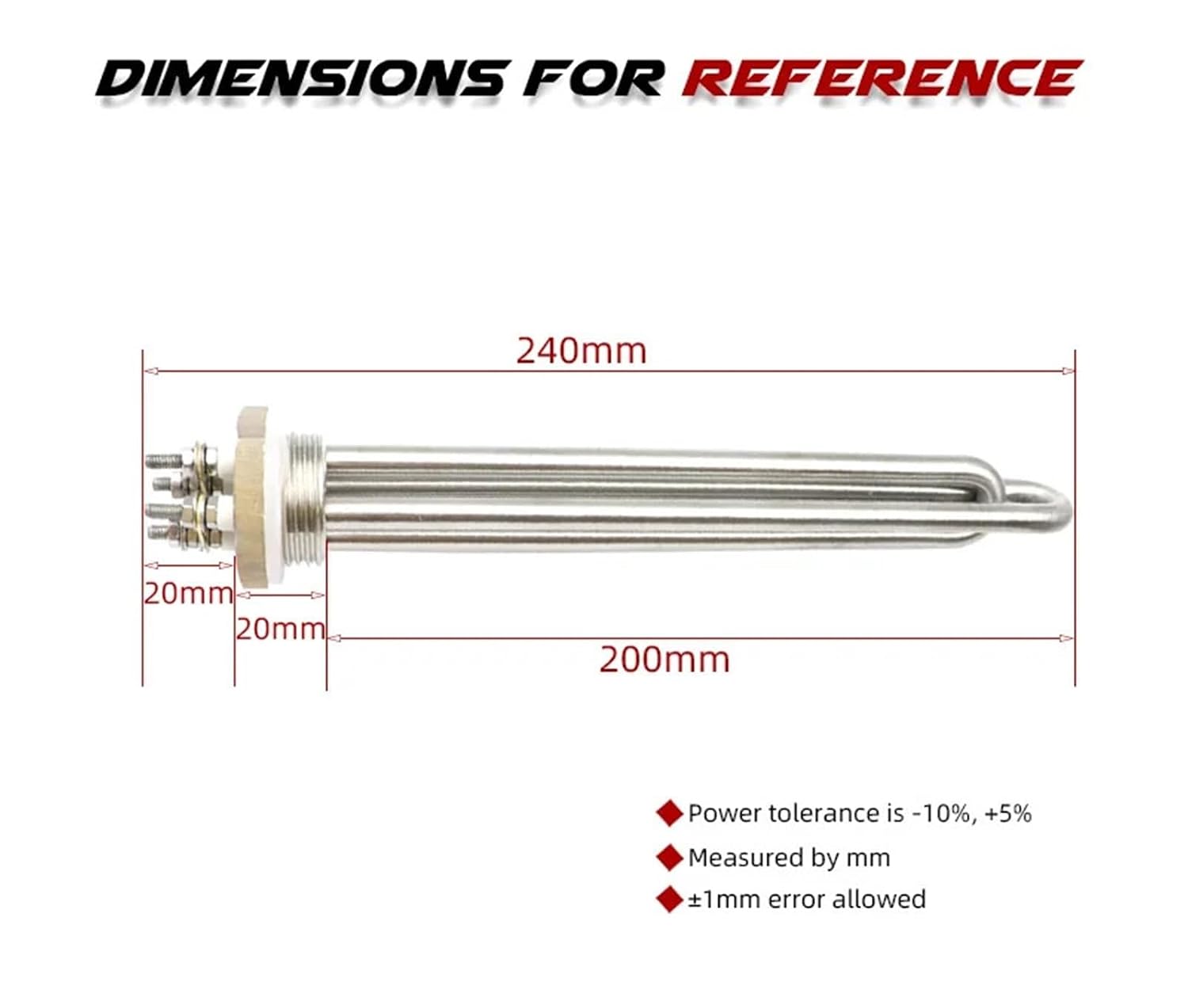 12v/24v/36v/48v/60v Heating Element Immersion Tubular Water Heater DN25 dc Solar 1Pcs