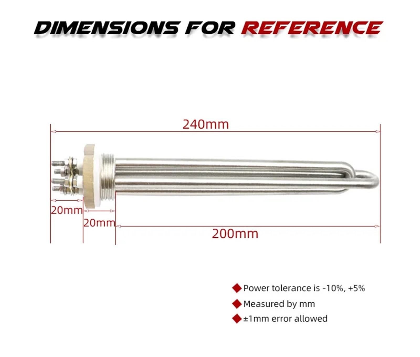 12 V/24 V/36 V/48 V/60 V Heizelement Tauchrohr-Warmwasserbereiter DN25 1 Stück(48v 2000w 200mm)