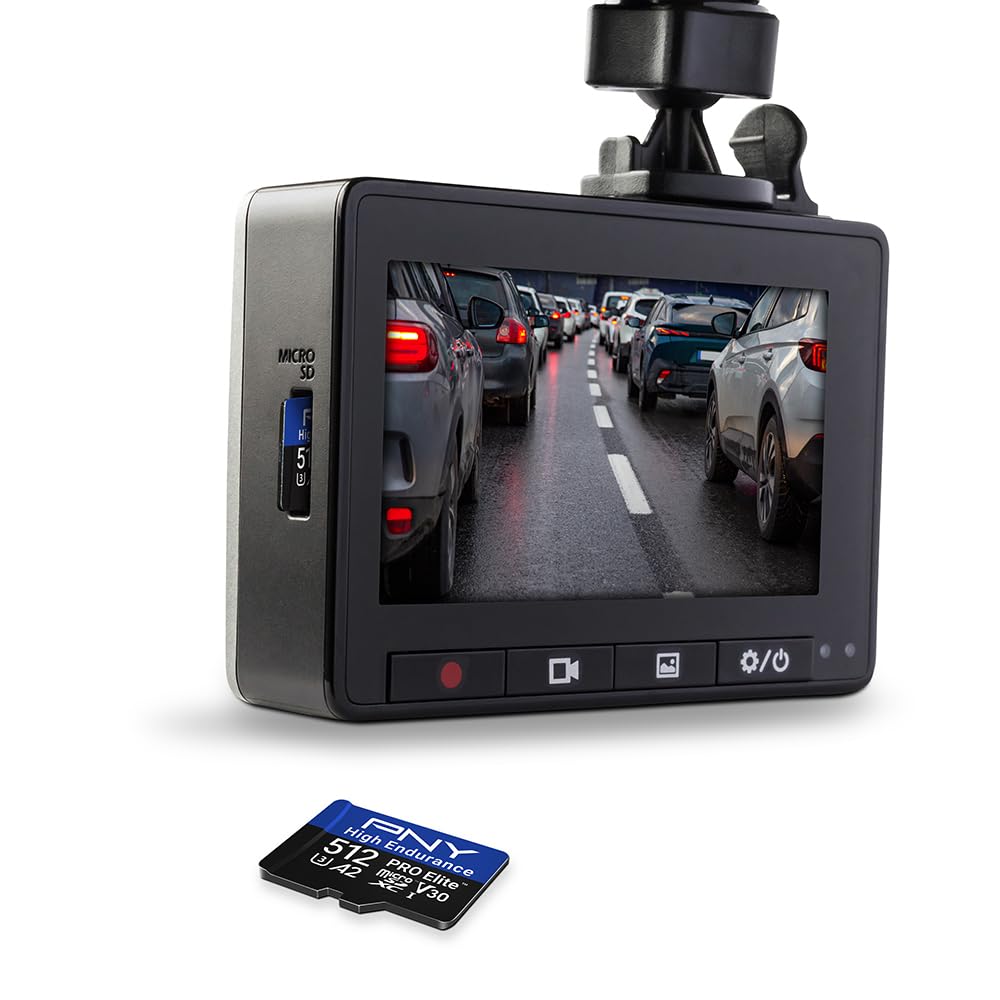 PNY 512GB Scheda microSDXC PRO Elite™ High Endurance C10 U3 V30 A2 – Velocità di lettura/scrittura fino a 100/90MB/s, 4K UHD, Full HD, UHS-I, sorveglianza, sicurezza, dash cam