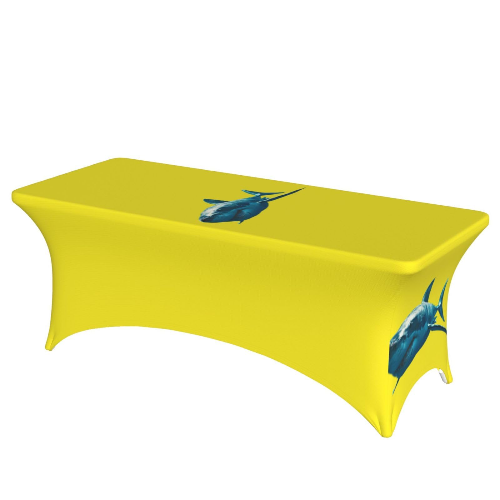 AYYQWE Blue Shark Print Elastic Rectangular Tablecloth For Banquet Outdoor Picnics Office Table Cover
