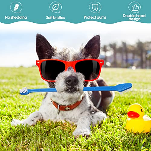 Image of Gerrii 200 Count Dog Toothbrush Double Headed Pet Toothbrush Long Handle Dog Tooth Brushing Kit Soft Bristles Pet Tooth Brush for Doggy Cat and Most Pets Teeth Cleaning Dental Oral(Blue)