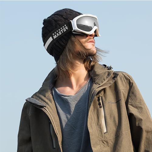 Image of OutdoorMaster OTG Ski Goggles - Over Glasses Ski /Snowboard Goggles for Men, Women & Youth - 100% UV Protection (White Frame + VLT 11% Polarized Black Lens)