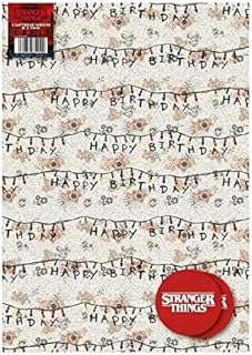 Danilo Promotions LTD Stranger Things Wrapping Paper, The Upside Down Gift Wrapping, 2 Sheets 2 Tags Stranger Things
