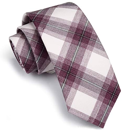 GUSLESON 7cm Purple White Tie Plaid Necktie Tartan Woven TR Material Tie (0910-19)