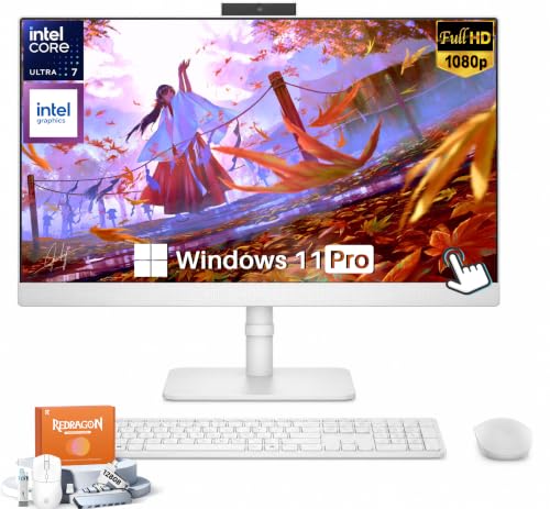 Image of HP OmniStudio 27 inch All-in-One Desktop Computer, FHD Touchscreen Display, Intel Core Ultra 7 355U (up to 4.7GHz), 64 GB DDR5 RAM, 1 TB SSD, Windows 11 Pro, Adjustable Height, Cotton White, for Business