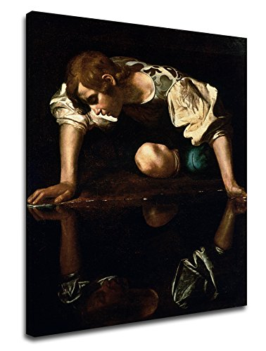 Grafic Quadro moderno Narciso di Caravaggio - Quadro stampa su tela canvas con o senza telaio (QUADRO CON TELAIO IN LEGNO, CM 50X60)