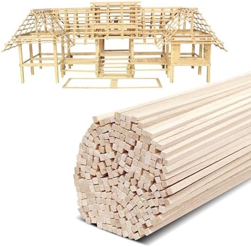 300 Pcs Balsa Wood Sticks 1/8 x 1/8 x 12 Inch balsa Wood Strips H...