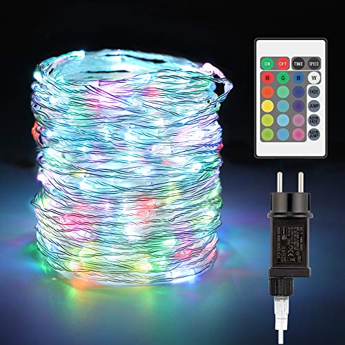 Speclux Fairy String Lights, 20 m 200 ledes multicolor alambre de cobre intensidad regulable con temporizador remoto, luces decorativas impermeables para Navidad, bodas, fiestas, jardines árboles