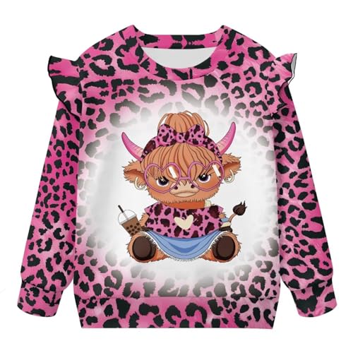 Pullover Sweatshirt 1-8 Y Ruffle Shoulder Sweaters Long Sleeve Shirt for Girls Soft Crewneck Tops4