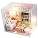 Ogrmar Wooden Dollhouse Miniatures DIY House Kit With Cover and Led Light-Relax Time