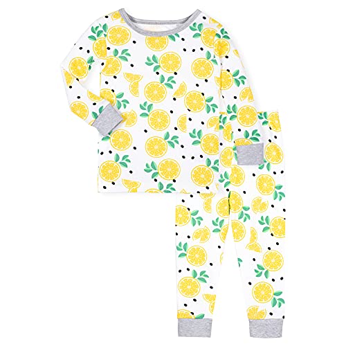 Lamaze Organic Baby baby girls Pure Organic Cotton Long Sleeve Tight Fit Pjs, 2 Piece Pajama Set, Yellow Lemons, 12-18 Months US