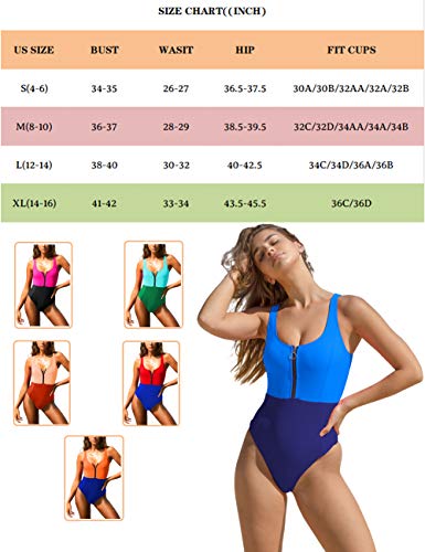 image for HyMeYou Women’s Sports One Piece Swimsuit Zipper Front High Cut Bath
