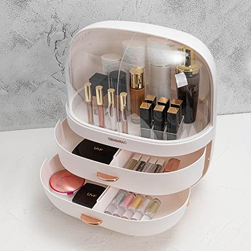 Obmmirao Elegant Dustproof Makeup Storage Organizer Box, Waterproof Large Cosmetics Organizer Storage With Drawers Skincare Cosmetic Display Cases For Countertop Bathroom Dresser Dedroom #TOP1