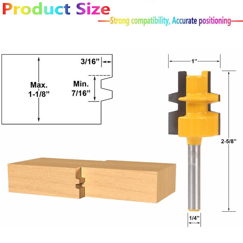 Carbide End Mill, 1/4 inch Shank Tungsten Carbide Lock Miter Router Bit Reversible Glue Joint