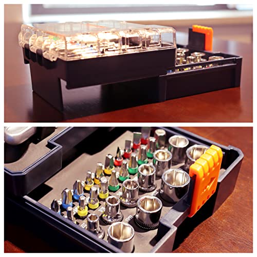 Inwell 41 Piece 1/4" Drive Mini Ratchet Wrench Set,Mini Socket Set,Screwdriver Bit Set,Driver Bit Set - Phillips,Slotted,Hex,Square,Trox,Tamper Proof Torx,Adapter,For Tight Spaces #TOP3