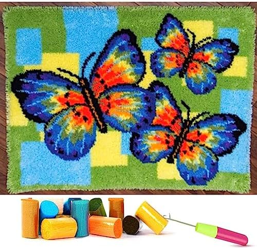 EMISTEM Latch Hook Kits for Adults - DIY Latch Hook Rug Kits for Kids, Crochet Kit for Beginners, Rug Making Kits with Printed Canvas, Gift Packaging.(Colorful Hot Air Balloons, 20x15)