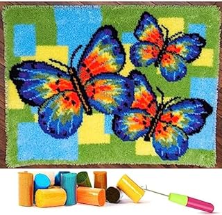 EMISTEM Latch Hook Kits for Adults - DIY Latch Hook Rug Kits for Kids, Crochet Kit for Beginners, Rug Making Kits with Printed Canvas, Gift Packaging.(Colorful Hot Air Balloons, 20x15)