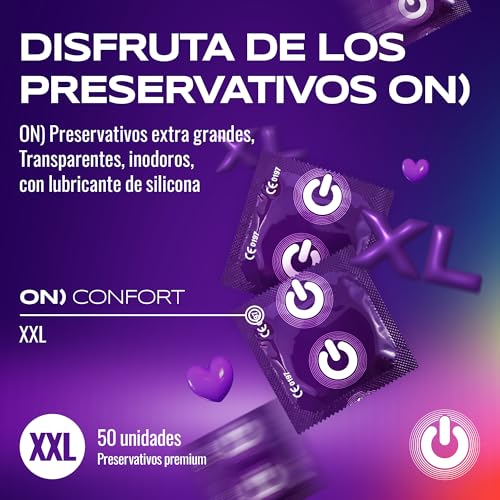Miniatura 2 de On Condones Xx-Large 57 Mm De Ancho Paquete De 50 Condones Premium Extra Grandes Con Lubricante De Silicona Grosor De Pared Delgado De 0,07 Mm Para Hombres