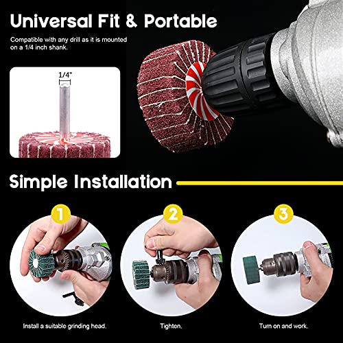 Mardatt 10Pcs Non Woven Abrasive Buffing Pads Wheels Drill Attachment Set, Scouring Pads Wheel With 1/4" Shank, Rotary Buffer Tool Accessories For Polishing Mirror Stainless Steel Copper Aluminum #TOP5