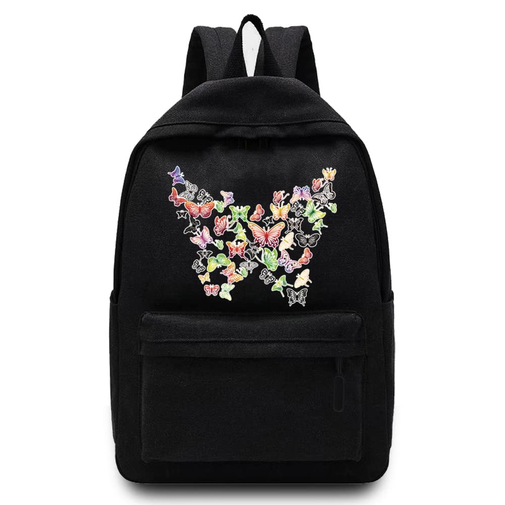 Basics Backpack/Daypack with Padded Shoulder Straps, Side Pockets Hiking Daypack Walking Rucksack Foldable Camping for Water Bottle and Laptop Sleeve, (Butterfly Shape)