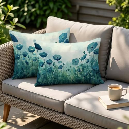 Housse de coussin extérieur imperméable 40x80cm lot de 2 rectangle - 5
