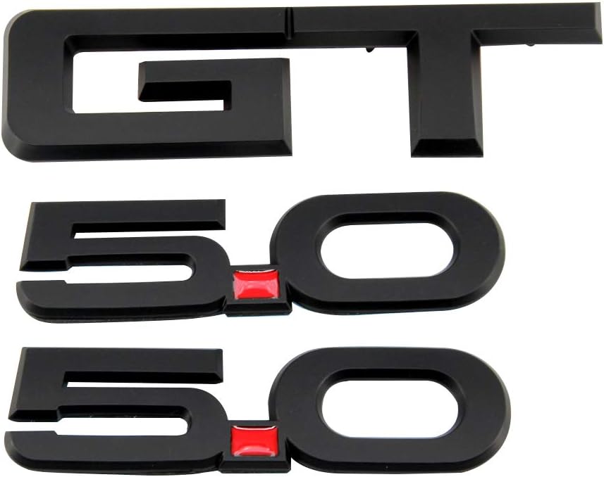 Guzetop 3D GT Emblem 5.0 Emblem Badge Decals Replacement fit for Ford Mustang (Matte Black)