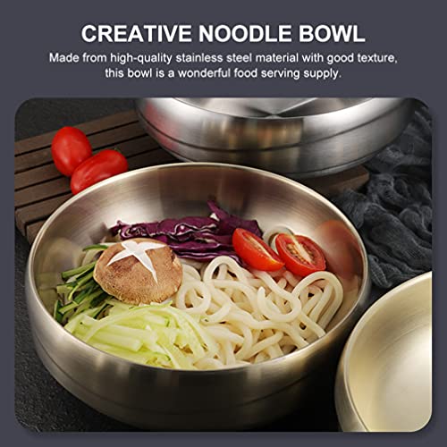Upkoch 2Pcs Stainless Steel Bowl Ramen Bowls Noodle Soup Bowl Korean Style Cold Noodle Bowl Serving Bowl For Udon Soba Pho Pasta Salad Cereal, Golden #TOP3