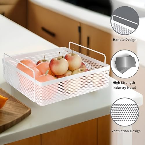 Image of flymore 1-Tier Metal Square Kitchen Rack Stand Organiser | Countertop Organizer Kitchen Bathroom Standing Rack | Spice, Oil, Masala, Cosmetic & Bathroom Vanity Storage Rack Shelf | Dark White