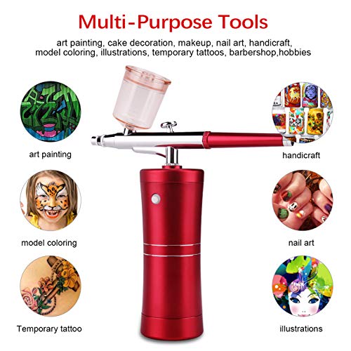 Cenoz Airbrush Kit, Airbrush Blush Makeup Kit, Nail Airbrush Machine, Tattoo Gun, Portable Cordless Airbrush Kit For Model Painting, Nail Art, Makeup, Tattoo, Barber, Cake Decorating #TOP1