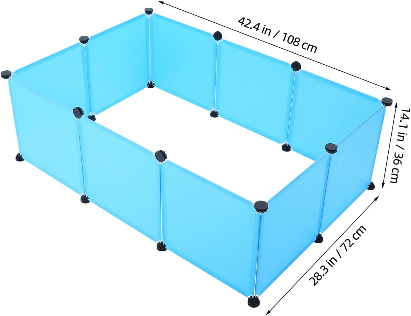10pcs Blue Embossed Brooder Box Fence with Black Clips, DIY Small Animal Playpen Panel for Indoor Bunny, Hamster, Guinea Pig, and Chick Enclosure