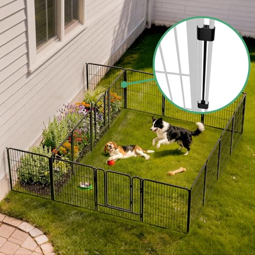 Image of FXW Rollick Unleashed Dog Playpen for Indoor, Yard, RV Camping, 32 inch 16 Panels Dog Pen with Connectors (Pack of 2) for Small and Medium Dogs, Black│Patented