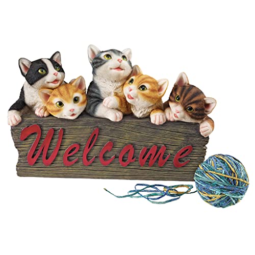 Design Toscano Kitten Kaboodle Cat Welcome Sign