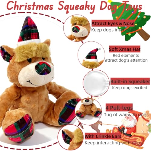 CIIVURR Christmas Squeaky Dog Toys with Crinkle, Xmas Interactive Plush Dog Chew Toys, Dog Enrichment Toys to Keep Them Busy, Dog Toy for Small Medium Large Dogs - Xmas Bear (Bear) - Image 3