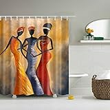 Messagee New African Woman Mildew Resistant Fabric Shower Curtain Waterproof/Water-Repellent 72