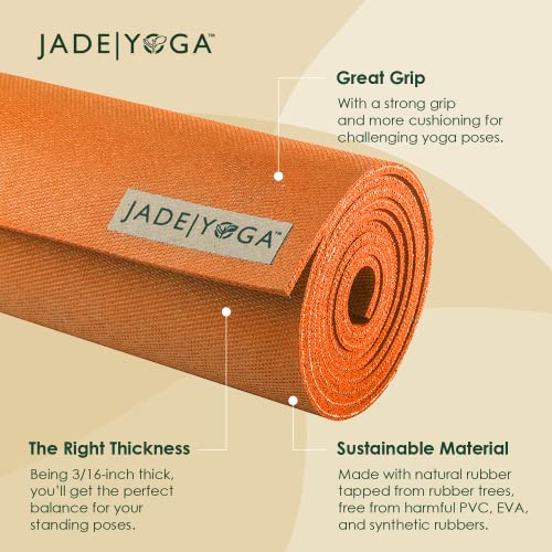 Jadeyoga Harmony Yoga Mat- Durable & Thick Gym Fitness Mat, Non-Slip Natural Rubber Yoga Mat- Home Exercise & Stretching Mat, Workout Mat- Yoga, Pilates & Meditation Women & Men (Tibetan Orange, 68'') #TOP2