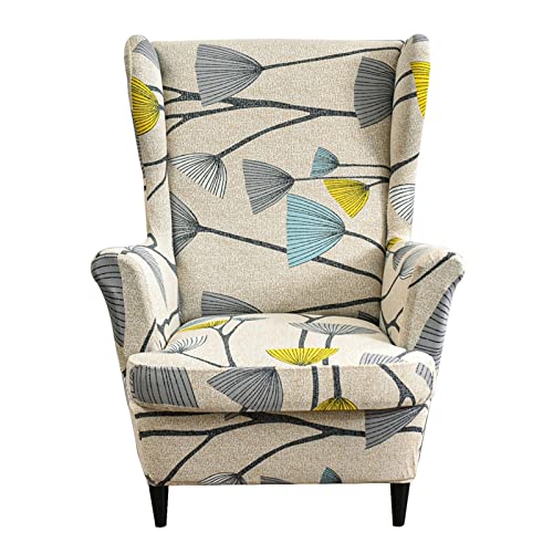 SHUOJIA 2 Piezas Funda Sillón Orejero Elástica, Estampado Funda De Sillón Orejero, Antideslizante Suave Funda Cojín Independiente Fundas Sillon Relax Lavable Protector De Muebles (A17) Cover