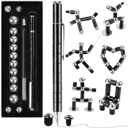 YISHIDANY Black Metal Magnetic Fidget Pen, Magnet Decompression Writing Pen Fidget Toy for Anxiety Relief, Desk Toy Pen for Kids Adults, Idea Gift for Christmas Teens Party Supplies