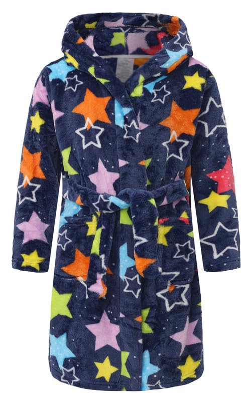 Image of Girls Soft Fleece Robes Plush Hooded Bathrobes Sleepwear for Kids 2-16 Years