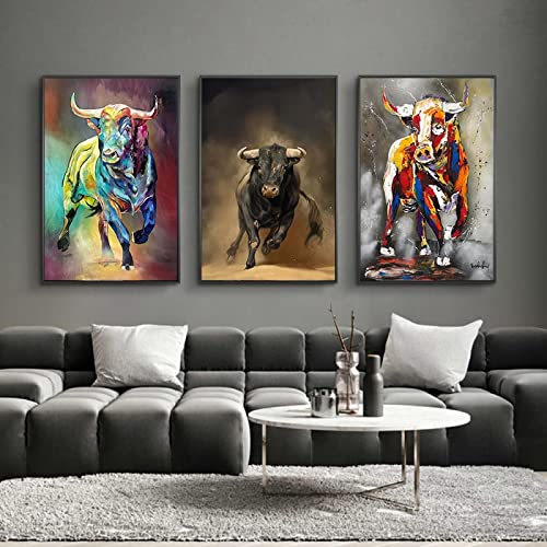 Peinture vache colorée grand poster abstrait pour habiller un grand mur