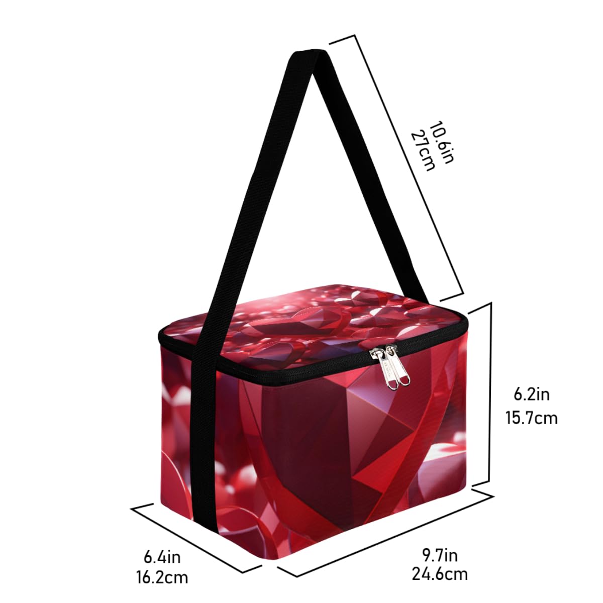 GzLeyigou Lunch Bags for Women Men 9 Cans,Valentine Heart Hot & Cold Food Delivery Bag Insulated Grocery Bag Insulated Lunch Box Cooler Bag for Office Work Picnic Beach