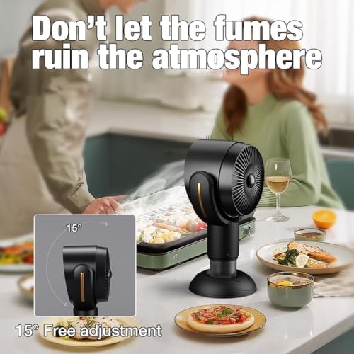 Image of Portable Range Hood, Desktop Range Hood with 2 Speed Exhaust Fan, Detachable Aluminum Filter, Large Oil Collection Cup, Portable Kitchen Exhaust Fan for Indoor BBQ, Hot Pot Camping Trips Home (Gold)
