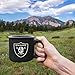 Rico Industries NFL Las Vegas Raiders Personalized 12oz. Speckle Camper Coffee Mug, Deep Laser Engraved Logo, Ceramic Camping Mug with Black Body, Speckle Glaze