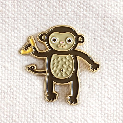 Monkey Enamel Pin – Cute Monkey with Banana– Cheerful, Colorful Lapel Pin for Jacket, Bag, Backpack, Hat – Gift for Animal Lover, Student, Friend for Birthday, Christmas, Stocking Stuffer – Zoo Animal – Funky Monkey – USA Small Business2