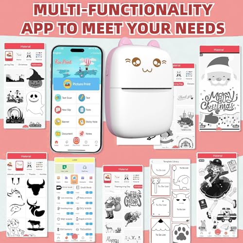 ZEITEL® Mini Bluetooth Thermal Printer, Portable Label Printer Inkfree Printer for Android & iOS System, Black on White Thermal Printer with 10... - Image 6