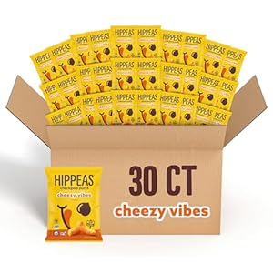 Hippeas Chickpea Puffs, Cheezy Vibes, 0.8 Ounce (Pack of 30), 3g Protein, 2g Fiber, Vegan, Gluten-Free, Crunchy, Plant Protein Snacks