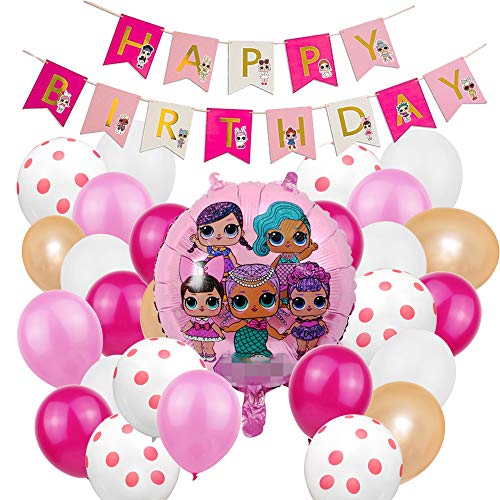 Lol Party Balloon Decoration - Party Supplies for Girl Birthday Doll Latex Balloons Confetti Balloon for Baby Shower Kids Girls Boys Surprise Birthday Surprise Party Supplies